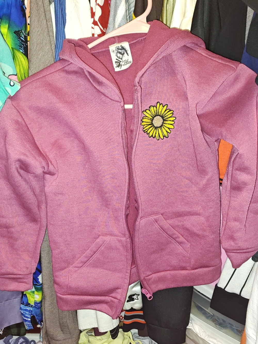 Daddy's Mini Pink Hooded Zip Sweatshirt with Daisy Patch